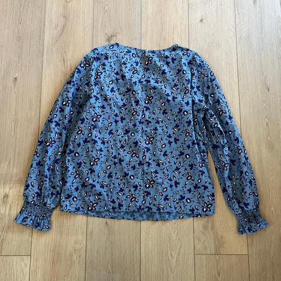 J.Crew Women’s Blue Floral Poplin Blouse Sz Large - Picture 4 of 9